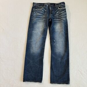 AKOO Brand Mens Jeans 36 Distressed Whiskered Streetwear Denim